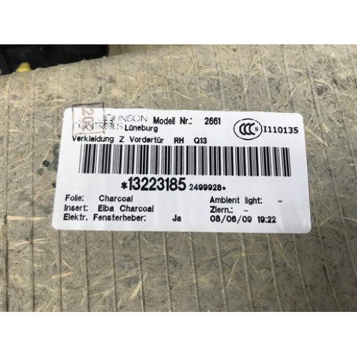 Карта двери передней правой Opel Zafira B 2005-2011 13223185